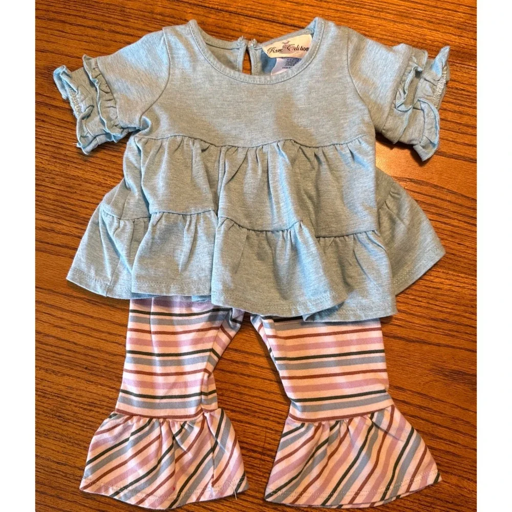 Rare Editions Outfit 6-9M Ruffle Top Bell Bottom Pants